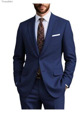 Mens 2 Piece Formal Suit Set Notch Lapel Blazer & Dress Pants Business Casual